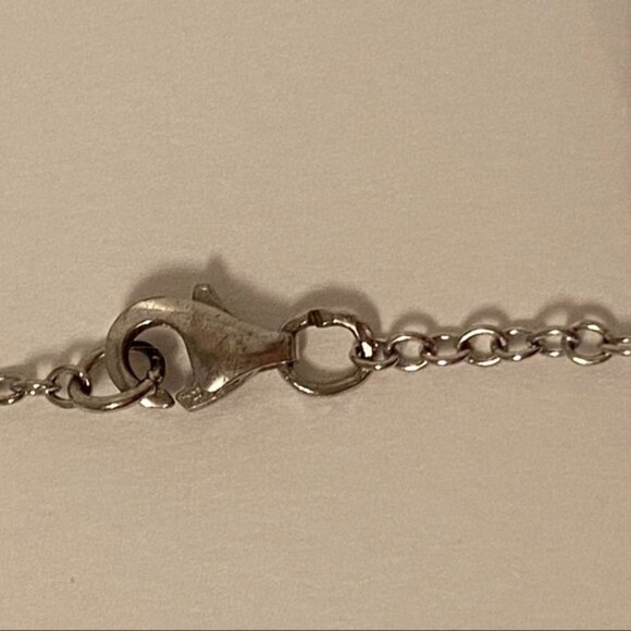 NECKLACE STERLING SILVER 925 17” CRYSTALS PEAR SHAPE PENDANT BLING SPARKLE - Picture 7 of 8